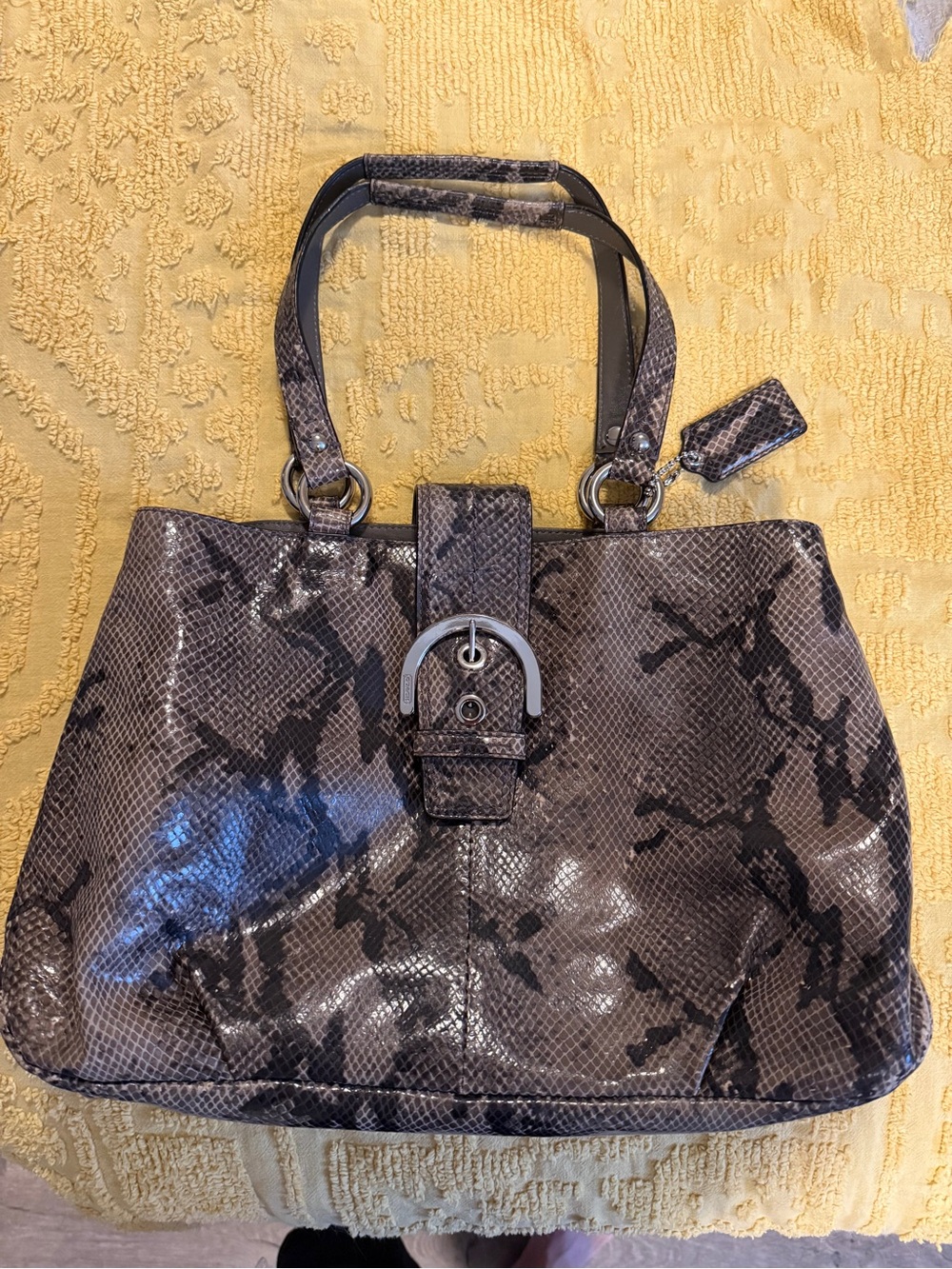 Coach SoHo Lynn Python Embossed Hobo Tote Bag